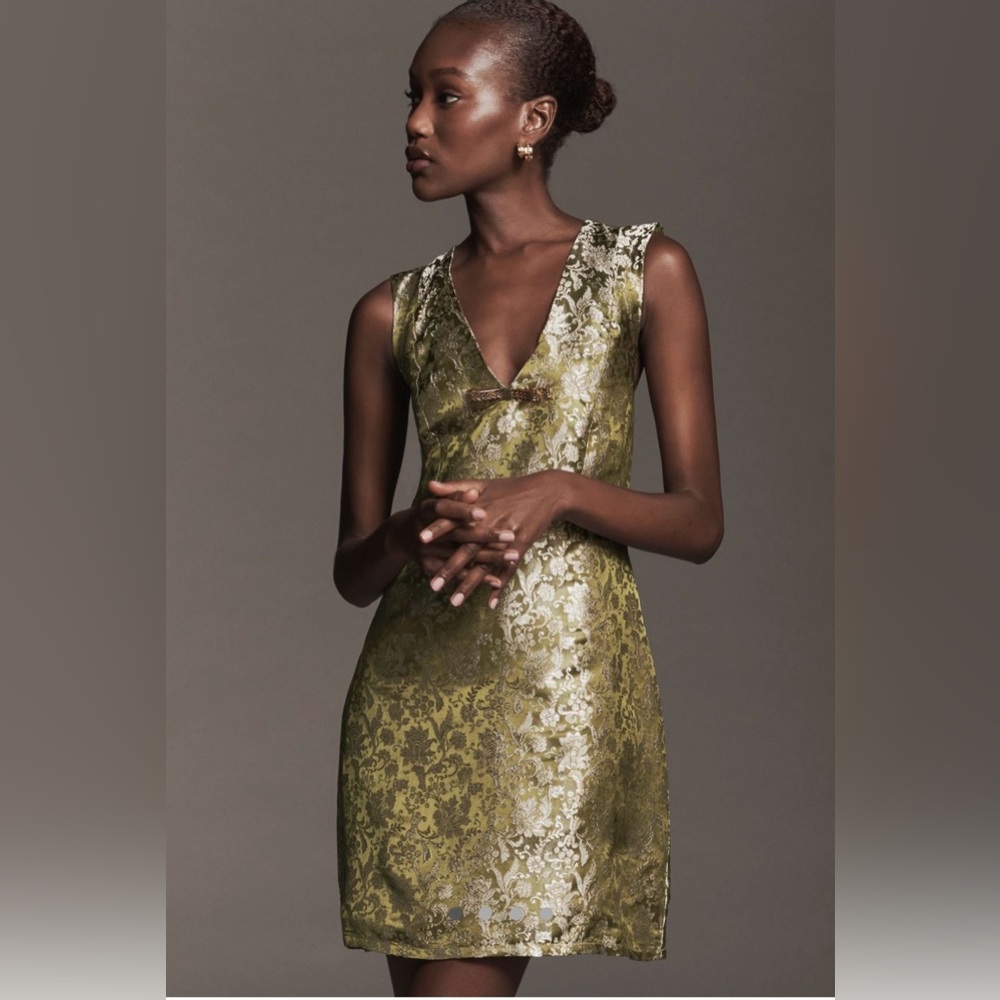 Maeve Sleeveless Brocade Shift Mini Dress